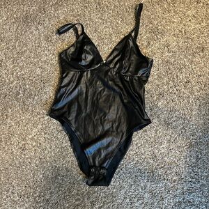 Rue 21 Faux Leather Bodysuit Size Medium